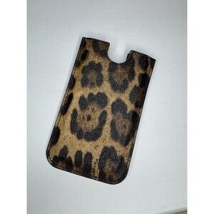 DOLCE & GABBANA Phone Case Cover Brown Leopard Coated Leather Sock Universal